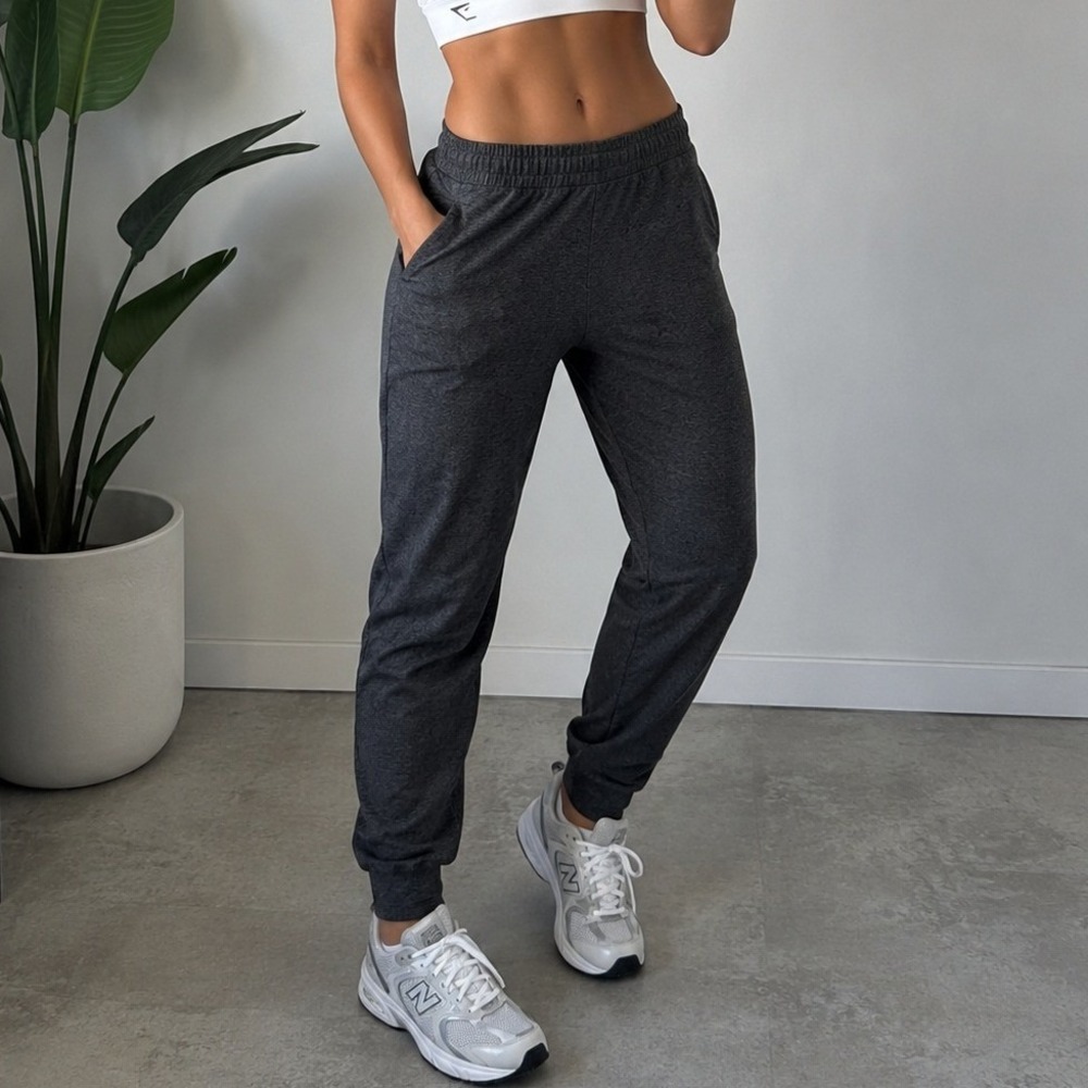 Beyond Yoga XL Spacedye Midi Jogger Charcoal Grey Pockets Athleisure Stretch